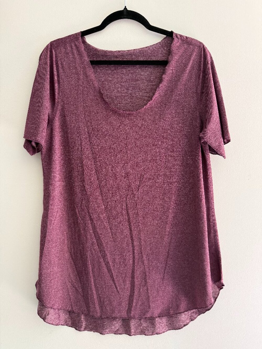 Lululemon Heathered Plum Short Sleeve T-Shirt Athletic Casual Top Size 10